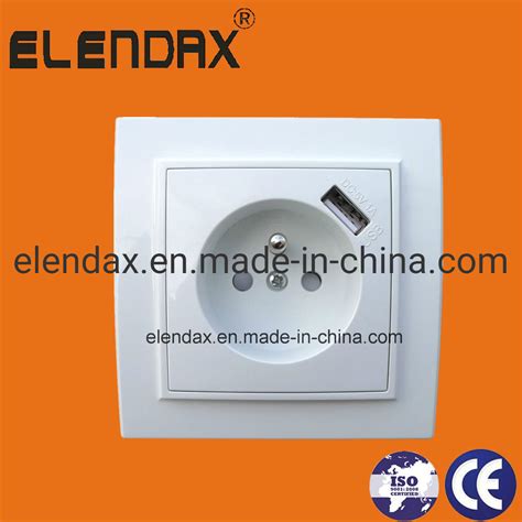 Elendax 16A French Standard Wall Power Socket ABS Plastic Panel Outlet