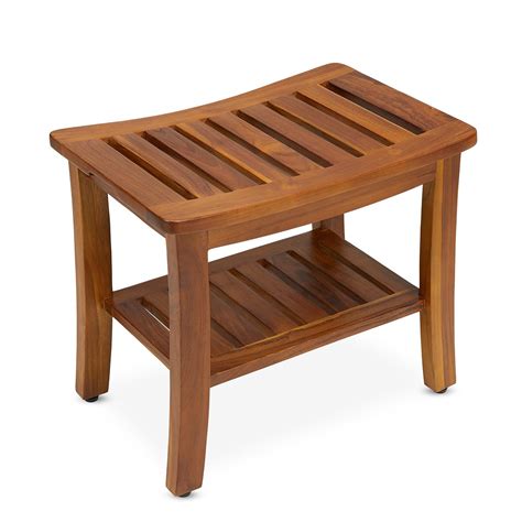 Teak Shower Bench 21 Inch Handcrafted Teak Wood Shower Bench