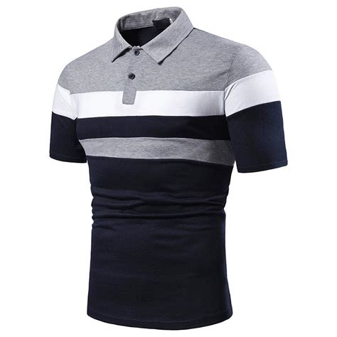 Buy Jinkomen Polo Men Shirt Short Sleeve Chest Three Stripe Color St