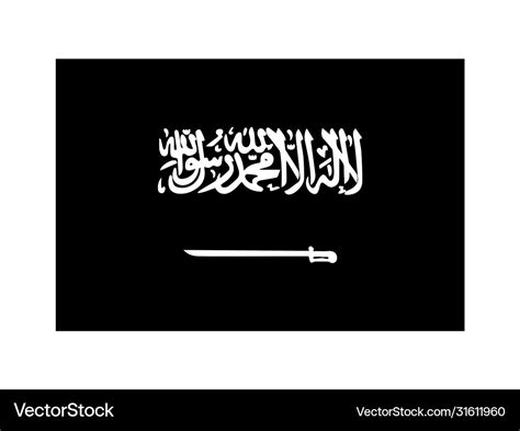 Saudi arabia flag black and white country Vector Image