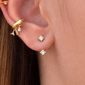 Double Cubic Zirconia Ear Jacket Earrings Etsy