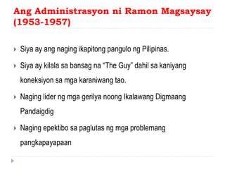 Ang Ikatlong Republika Ng Pilipinas Adminisatrasyong Magsaysay At