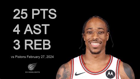 DeMar DeRozan 25 Pts 4 Ast 3 Reb Vs Pistons February 27 2024 YouTube