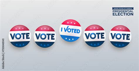 2024 Presidential Election Red Blue And White Vote Vector Buttons