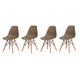 Kit 4 Cadeiras Charles Eames Eiffel Nude Base Madeira Sala Cozinha