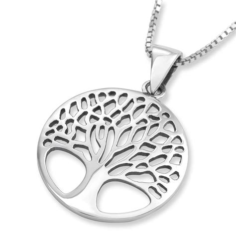 Large Sterling Silver Circular Tree Of Life Pendant Necklace For Both