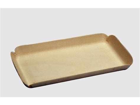 Barquette rectangulaire en bois thermoformé pour vos pâtisseries plats