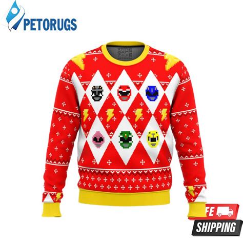 Mighty Morphin Power Rangers Ugly Christmas Sweaters Peto Rugs