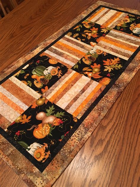 Autumn Quilted Table Runner Handmade Autumn Table Runner