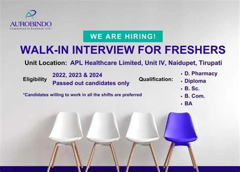 Walk In Interview For Freshers At Aurobindo Pharma Pharmatutor