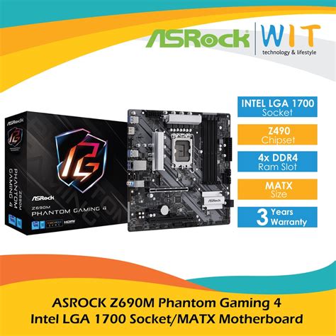 Asrock Z690m Phantom Gaming 4 Lga1700 Matx Motherboard Shopee Malaysia