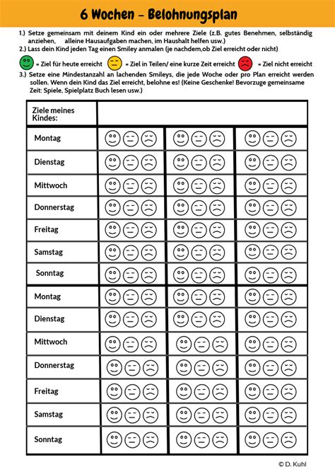 Wochenplan Motivationsplan Belohnungssystem Für Kinder Zum Ausdrucken