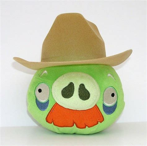 Angry Birds Plush 6-Inch Pig with Mustache Wearing Western Cowboy Hat ...