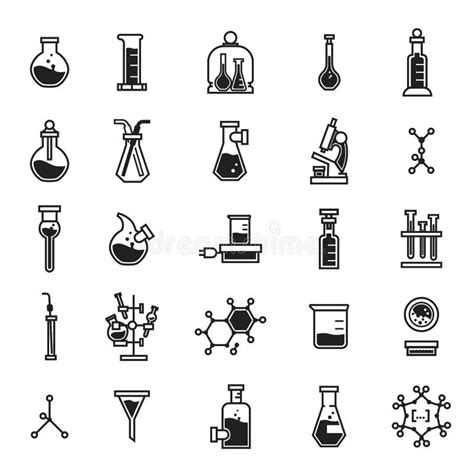 Chemistry Lab Icon Set Hand Drawn Style Stock Vector Illustration Of