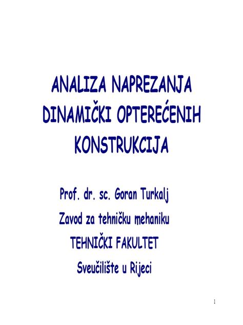 PDF Analiza naprezanja dinamički opterećenih konstrukcija DOKUMEN TIPS