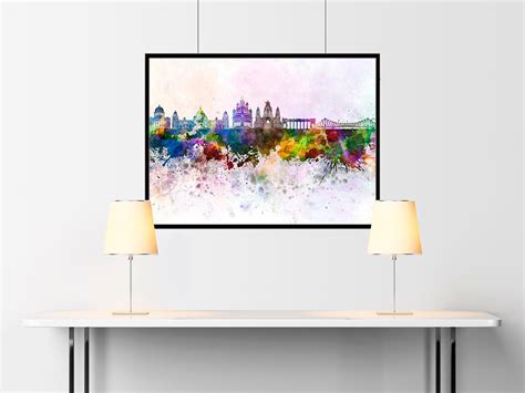 Kolkata Skyline in Watercolor Background SKU 1306 | Etsy