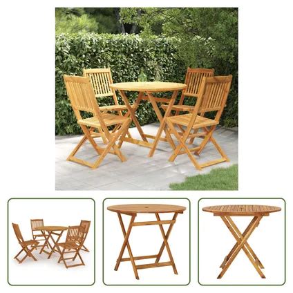 Vidaxl Mobilier D Ner De Jardin Pliable Pcs Bois D Acacia Solide