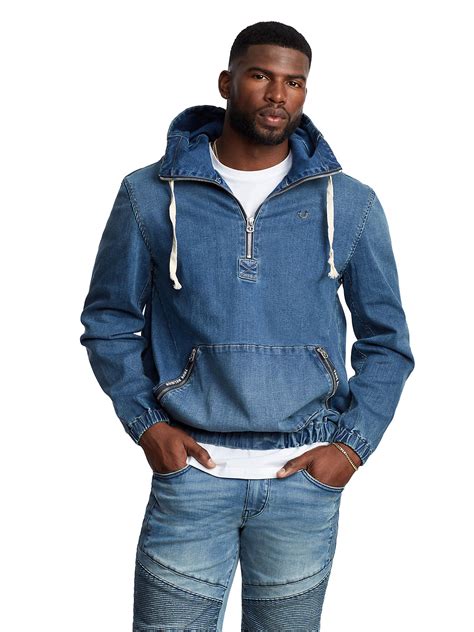 HOODED PULLOVER DENIM JACKET