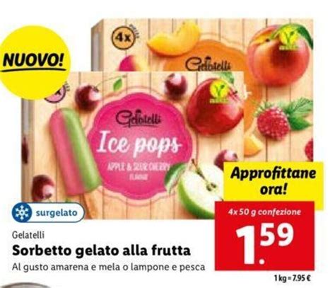 Gelatelli Sorbetto Gelato Alla Frutta 4x 50 G Offerta Di Lidl