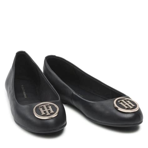 Baleriny Tommy Hilfiger Th Essentials Flat Ballerina FW0FW05782 Czarny