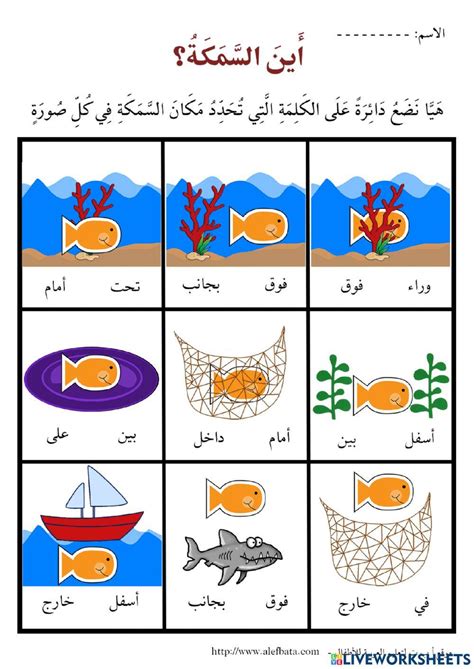 ظرف المكان Interactive Worksheet For 5 Live Worksheets