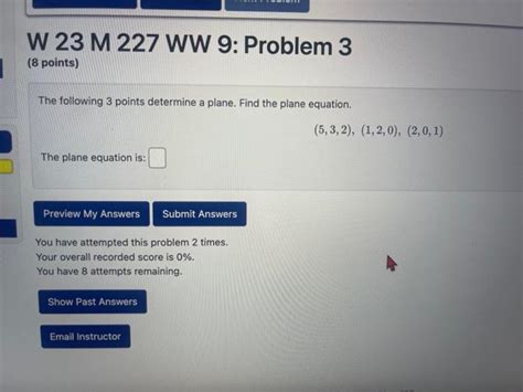 Solved The following 3 points determine a plane. Find the | Chegg.com