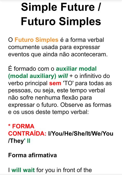 Futuro simples Inglês