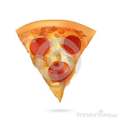 Vector Realistic Pizza Slice Illustration Isolated On White