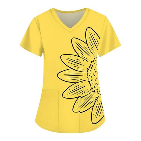 Ydkzymd Cute Scrubs For Women Set Sunflower Plus Size Petite Scrubs