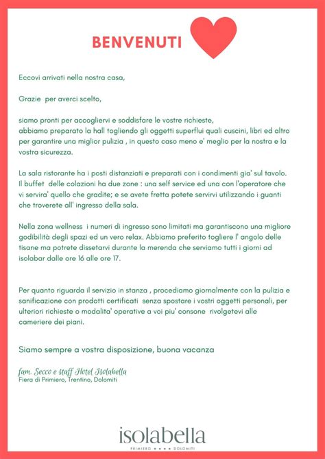 Lettera Di Benvenuto Hotel Isolabella