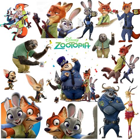 zootopia png cliparts bundle zootopia steckers cartoon sublimation