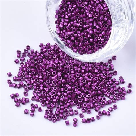 Glass Cylinder Seed Beads 110 Metallic Violet Red 10g Bag