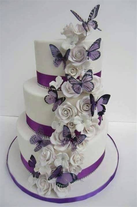 White Rose N Butterfly Cake Lila Hochzeit Diy Hochzeitsdeko