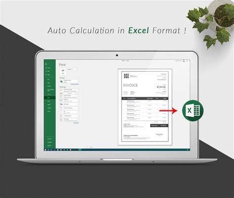 invoice template invoice design ms excel auto calculation etsy