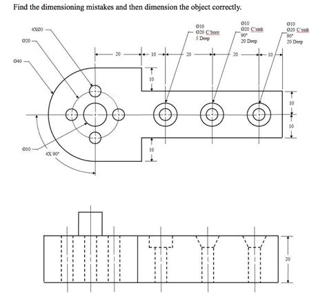 Solved Find The Dimensioning Mistakes And Then Dimension The