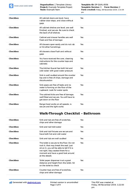 New Construction Walkthrough Checklist Better Than Pdf Template