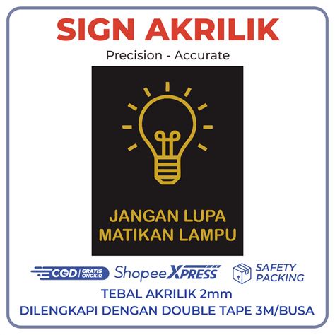 Jual Jangan Lupa Matikan Lampu Akrilik Papan Akrilik Sign Board