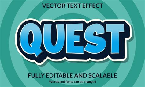 Premium Vector Quest 3d Editable Text Effect Typography Vector Template