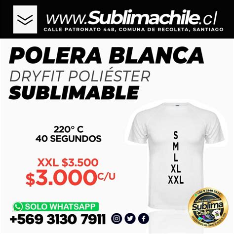 Poleras Blancas Poliéster para Sublimar Archives Sublimachile