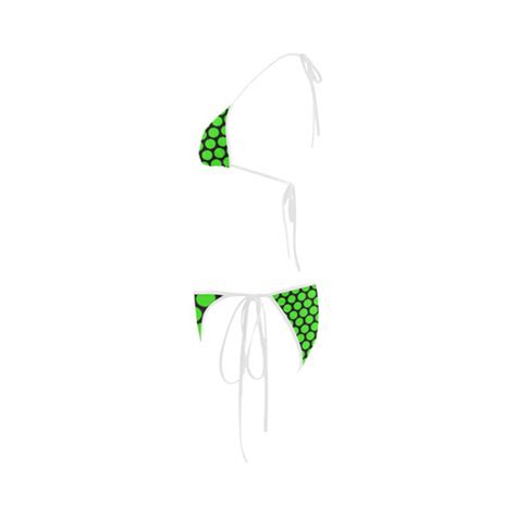 Green On Black Pokadots Custom Bikini Swimsuit ID D906359