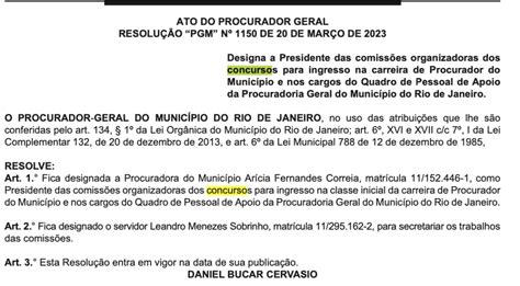 Concurso PGM RJ comissão formada previsto para 2025