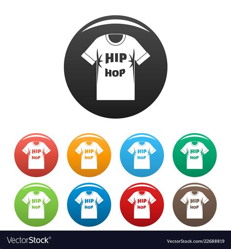 Hip Hop Tshirt Icons Set Color Royalty Free Vector Image