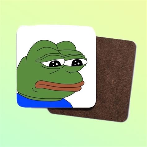 Sad Pepe Meme Single Hardboard Coaster link to Matching Mug in ...