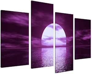 Wallfillers Impression Sur Toile Coucher De Soleil Violet 4 Parties