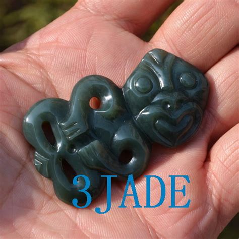 Natural Nephrite Jade Hei Tiki Pendant Greenstone Pounamu Necklace Nz