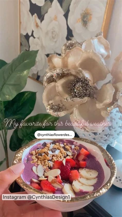 Gold Decor Acai Bowl Acai Snack Fruit Zgallary Flowers Gold Plates Crafts Living Room