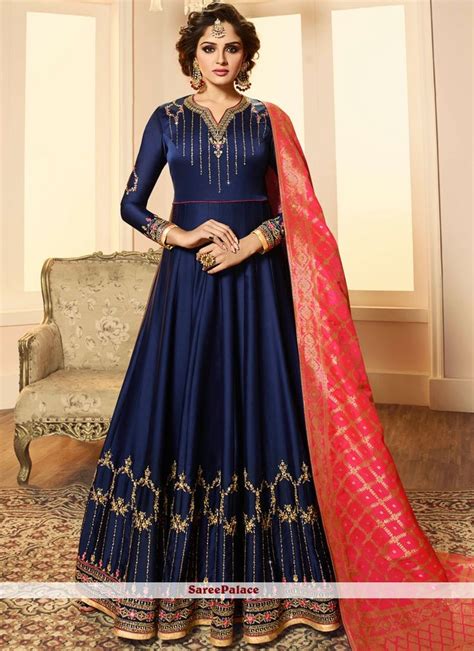 Buy Navy Blue Color Anarkali Salwar Kameez Online Indian Anarkali