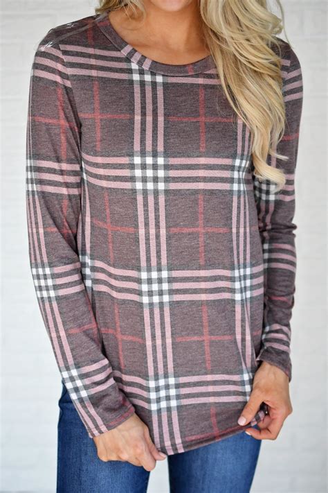 Perfectly Plaid Long Sleeve Top ~ Shades Of Pink The Pulse Boutique