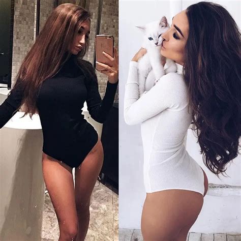 Nowe Mody Sexy Kobiet Z Golfem Bodycon Body Z D Ugim R Kawem Kombinezon