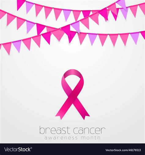 Breast Cancer Awareness Month Pink Flags Vector Image